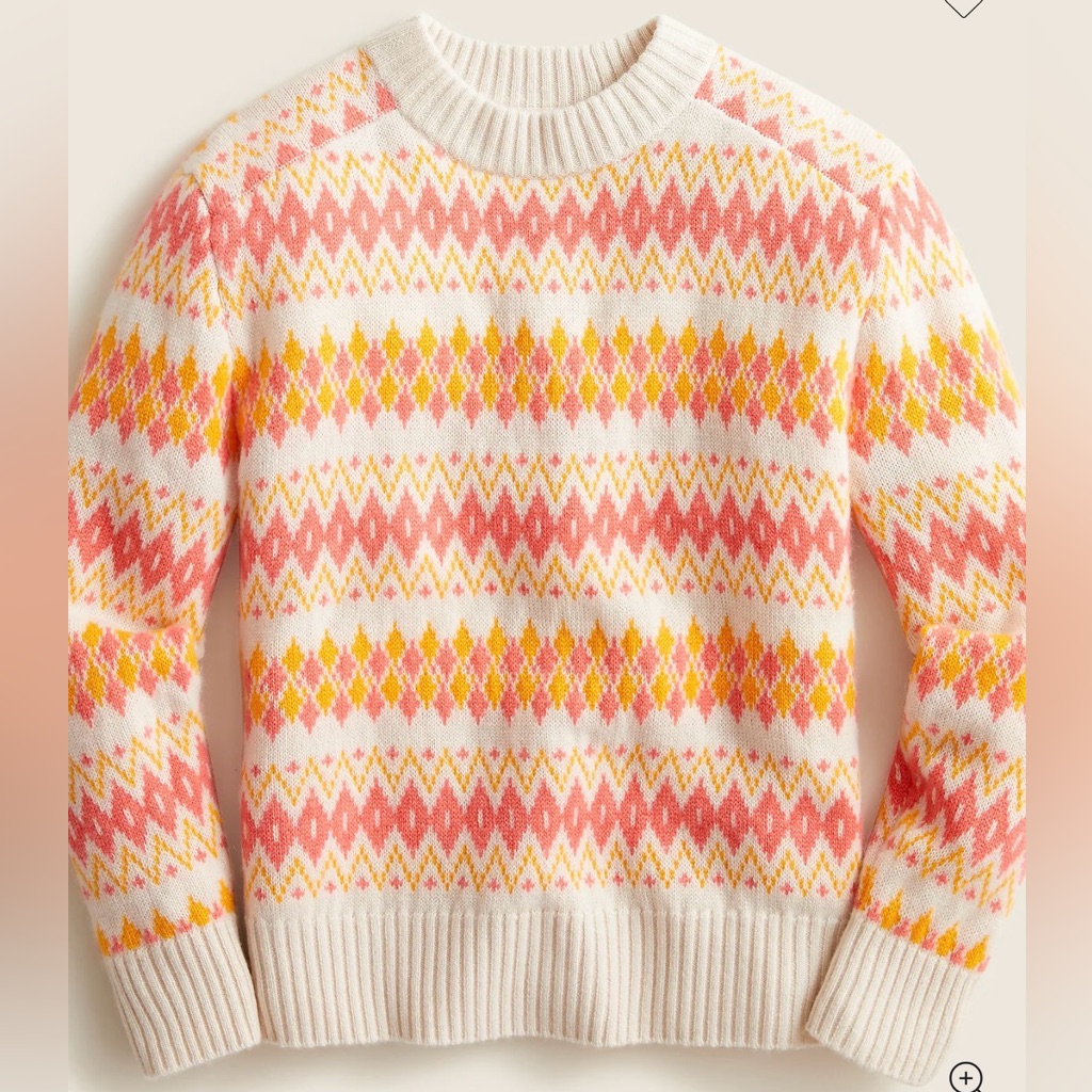 Nwt Jcrew Cashmere Fair Isle Crewneck Sweater